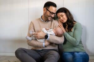 Family with newborn after pediatric emergency in Tempe, AZ